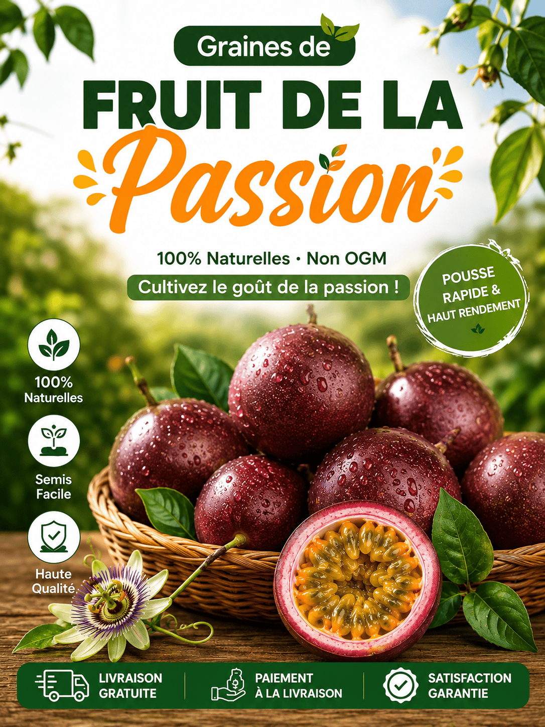 🌿 Graines de Fruit de la Passion – Cultivez un Fruit Tropical Chez Vous en maroc 🇲🇦